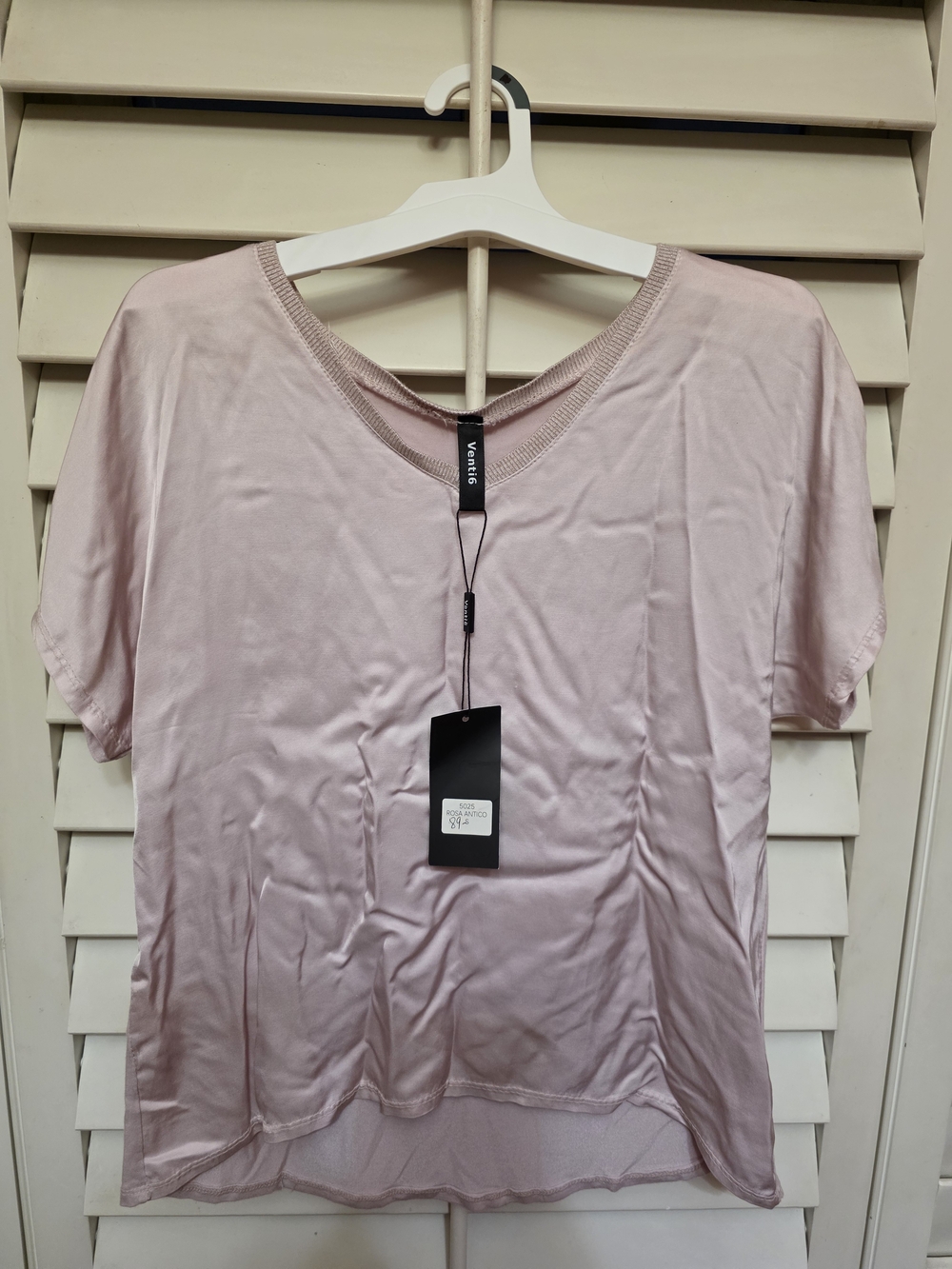 Venti6 Light Pink Short Sleeve V-Neck Tee